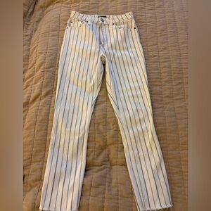 Abercrombie & Fitch White Jeans with Navy Pinstripes